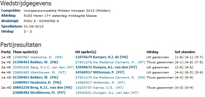 TC Domstad 2013 Speeldag 7 uitslagen